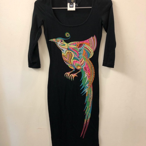Just cavalli elbow sleeve dress with bird graphic - Picture 2 of 3